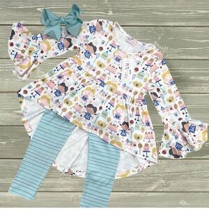 Sugar Baby- Girl Pant Set in a size 2T beautiful color pattern and stripes